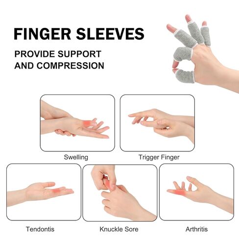 uxcell 10pcs Finger Protectors Splints, Compression Finger Sleeves Thumb Brace for Trigger Finger, Elastic Covers for Basketball, Breathable Finger Supporter 2.2" x 1" in Saudi Arabia