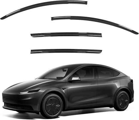 واقيات النوافذ الواقية من المطر تناسب طراز Tesla Y 2020-2026، ملحقات مظلات فتحات التهوية للنافذة الجانبية للنوافذ الخارجية، 4 قطع باللون الأسود، 2021 2022 2023 2024 2025 in Kuwait