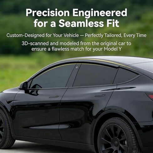 واقيات النوافذ الواقية من المطر تناسب طراز Tesla Y 2020-2026، ملحقات مظلات فتحات التهوية للنافذة الجانبية للنوافذ الخارجية، 4 قطع باللون الأسود، 2021 2022 2023 2024 2025 in Kuwait