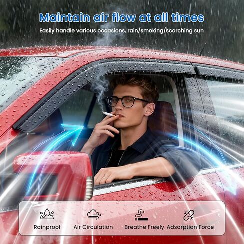 واقيات النوافذ الواقية من المطر تناسب طراز Tesla Y 2020-2026، ملحقات مظلات فتحات التهوية للنافذة الجانبية للنوافذ الخارجية، 4 قطع باللون الأسود، 2021 2022 2023 2024 2025 in Kuwait