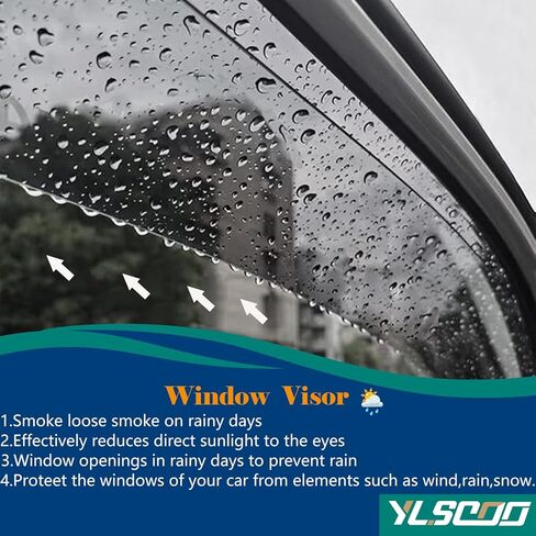 واقيات النوافذ الواقية من المطر تناسب طراز Tesla Y 2020-2026، ملحقات مظلات فتحات التهوية للنافذة الجانبية للنوافذ الخارجية، 4 قطع باللون الأسود، 2021 2022 2023 2024 2025 in Kuwait
