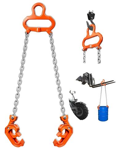 رافع طبل سلسلة محدث 2200 رطل 1 طن مع مقبض برغي تثبيت طبل رافع G80 سلسلة رفع مجلفنة خطاف ذاتي القفل للتعامل مع طبل بلاستيكي ومعدني سعة 55 جالون بواسطة رافعة شوكية أو رافعات in Kuwait