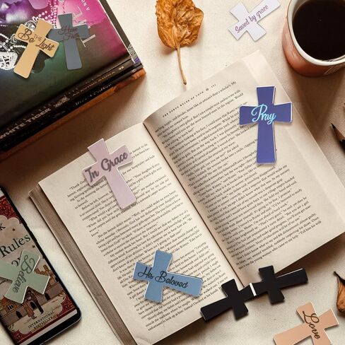 48 Pieces Magnetic Christian Religious Cross Bookmark Bible Verses Book Marks Magnet Inspirational Scripture Book Markers Page Clips Gifts for Women Student School Reading Party Favor,12 Styles in Kuwait