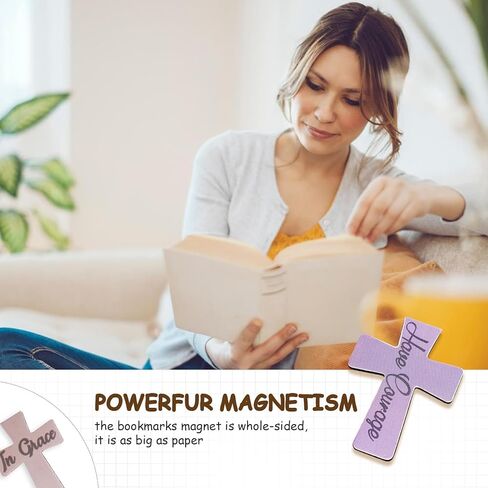 48 Pieces Magnetic Christian Religious Cross Bookmark Bible Verses Book Marks Magnet Inspirational Scripture Book Markers Page Clips Gifts for Women Student School Reading Party Favor,12 Styles in Kuwait