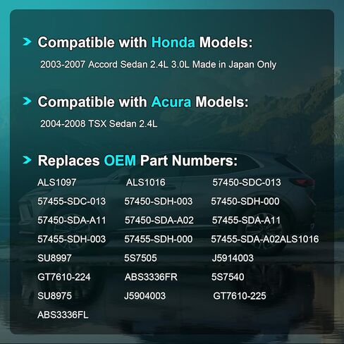 مستشعر سرعة العجلات ABS أمامي متوافق مع Accord Sedan Acura TSX 2003 2004 2005 2006 2007 2008(2.4L 3.0L)، استبدال ALS1097 ALS1016 57450-SDC-013 57455SDC013 in Saudi Arabia