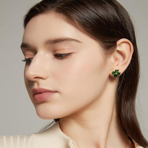 SIXFOX Green Dangle Earrings for Women Flower/Teardrop/Butterfly/Four-leaf Clover/Love/Sun/Sunflower Hypoallergenic Summer Holiday Earrings Jewelry Gift in Saudi Arabia