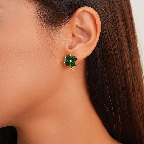 SIXFOX Green Dangle Earrings for Women Flower/Teardrop/Butterfly/Four-leaf Clover/Love/Sun/Sunflower Hypoallergenic Summer Holiday Earrings Jewelry Gift in Saudi Arabia