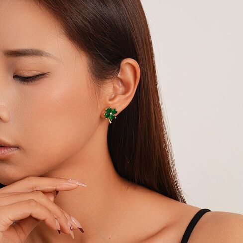 SIXFOX Green Dangle Earrings for Women Flower/Teardrop/Butterfly/Four-leaf Clover/Love/Sun/Sunflower Hypoallergenic Summer Holiday Earrings Jewelry Gift in Saudi Arabia