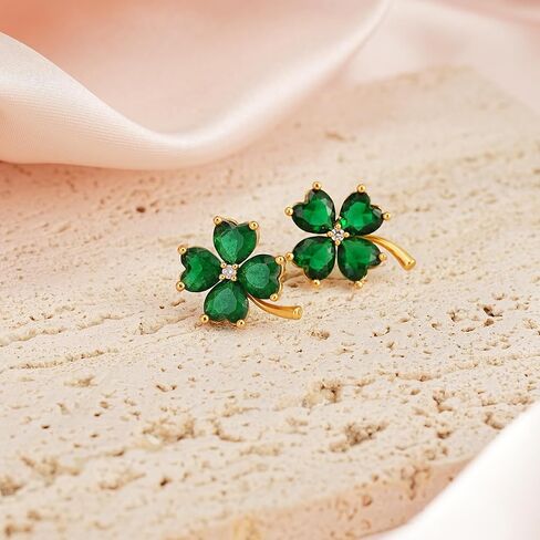 SIXFOX Green Dangle Earrings for Women Flower/Teardrop/Butterfly/Four-leaf Clover/Love/Sun/Sunflower Hypoallergenic Summer Holiday Earrings Jewelry Gift in Saudi Arabia