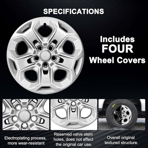 17 inch Hubcaps Compatible with Ford Fusion 2010 2011 2012; Wheel Covers Set of 4 Pcs; AE5Z1130D (Silver) in Saudi Arabia