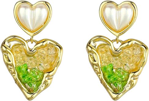 SIXFOX Green Dangle Earrings for Women Flower/Teardrop/Butterfly/Four-leaf Clover/Love/Sun/Sunflower Hypoallergenic Summer Holiday Earrings Jewelry Gift in Saudi Arabia