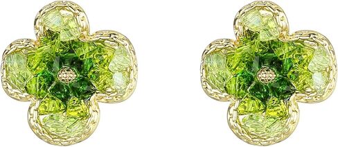 SIXFOX Green Dangle Earrings for Women Flower/Teardrop/Butterfly/Four-leaf Clover/Love/Sun/Sunflower Hypoallergenic Summer Holiday Earrings Jewelry Gift in Saudi Arabia