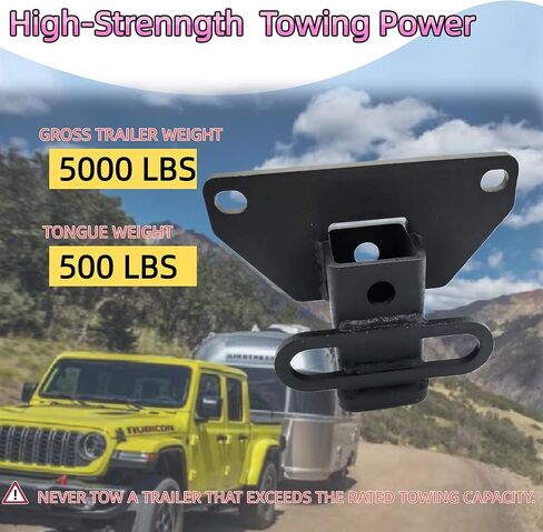 وصلة وصلة مقطورة من الفئة 3 مقاس 2 بوصة لسيارة Jeep Gladiator JT 2020-2025 مع غطاء وصلة وصل بالعلم الأمريكي | جهاز استقبال عالي التحمل بوزن 5000 رطل، تركيب بدون مثقاب in Kuwait