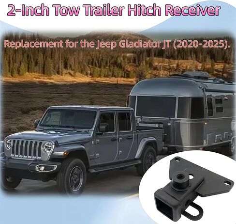 وصلة وصلة مقطورة من الفئة 3 مقاس 2 بوصة لسيارة Jeep Gladiator JT 2020-2025 مع غطاء وصلة وصل بالعلم الأمريكي | جهاز استقبال عالي التحمل بوزن 5000 رطل، تركيب بدون مثقاب in Kuwait