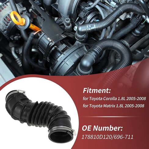ACROPIX Air Intake Hose Tube with Clamps for Toyota Corolla 1.8L 2005-2008 for Toyota Matrix 1.8L 2005-2008 Intake Duct Tube No.178810D120/696-711 Rubber 1 Pc in Saudi Arabia