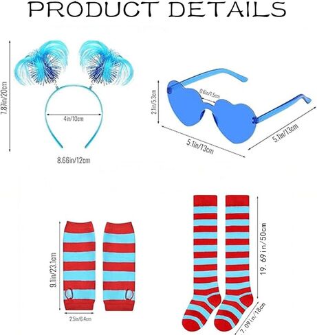 ZGDG Girls 6PCS Tulle Tutu Skirt Accessories Set, Red T Shirt, Striped Thigh High Sock in Kuwait