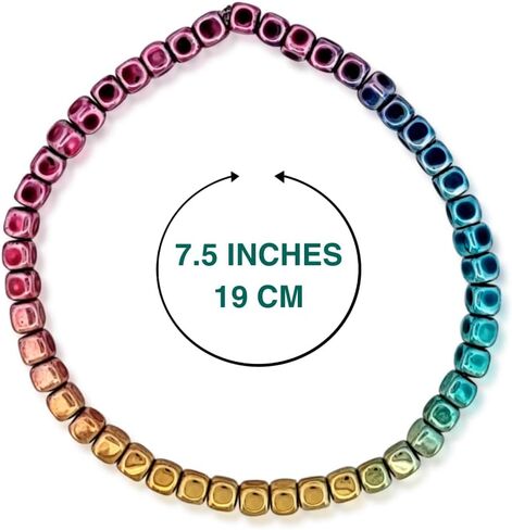 BESHEEK قوس قزح الهيماتيت أساور للنساء اليدوية هيبوالرجينيك حفل زفاف الشاطئ نمط مجوهرات الأزياء (مكعب قوس قزح متدرج الهيماتيت) in Kuwait