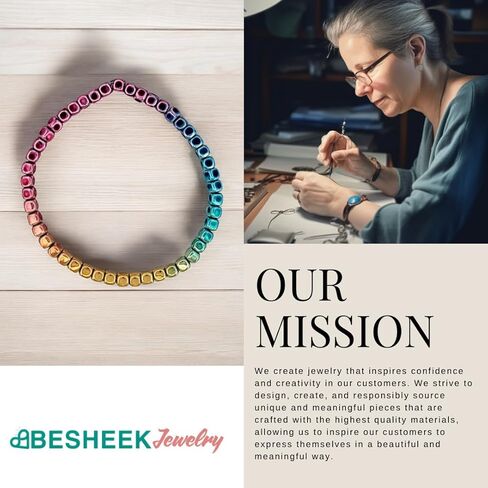 BESHEEK قوس قزح الهيماتيت أساور للنساء اليدوية هيبوالرجينيك حفل زفاف الشاطئ نمط مجوهرات الأزياء (مكعب قوس قزح متدرج الهيماتيت) in Kuwait