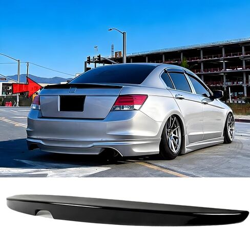 STSEV01 جناح سبويلر خلفي مناسب لسيارة Honda Accord Sedan 2008-2012 EX/EX-L/LX/LX-P/SE/Premium (سيدان ذات 4 أبواب فقط)، ملحقات خارجية للشفاه بتصميم رياضي أسود لامع in Kuwait