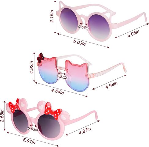 3 Pairs Girls Sunglasses Kids Cute Pink Sun Glasses for Aged 3-12 UV400 Protection Outdoor Beach Eyewear in Saudi Arabia