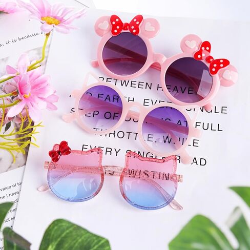 3 Pairs Girls Sunglasses Kids Cute Pink Sun Glasses for Aged 3-12 UV400 Protection Outdoor Beach Eyewear in Saudi Arabia