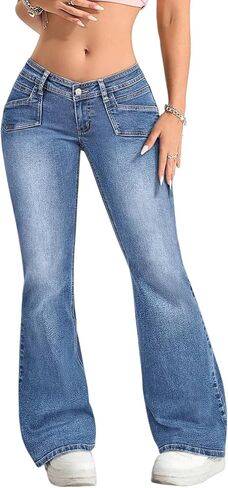 جينز نسائي منخفض الخصر Bootcut جينز قابل للتمدد متوهج عصري 2026 سروال دينم ذو جرس سفلي للنساء الصغيرات in Kuwait