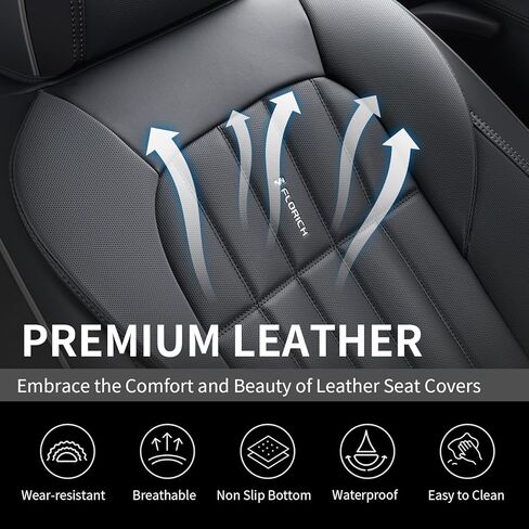 FLORICH Front Car Seat Covers, Leather Seat Covers for Cars, Waterproof Car Seat Protectors 2 Pack, Front Seat Covers for Cars, Automotive Seat Covers Protector Fit for Most Cars SUV Truck - Black in Saudi Arabia