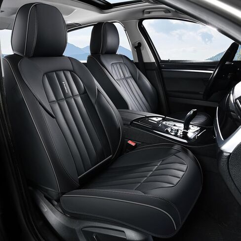 FLORICH Front Car Seat Covers, Leather Seat Covers for Cars, Waterproof Car Seat Protectors 2 Pack, Front Seat Covers for Cars, Automotive Seat Covers Protector Fit for Most Cars SUV Truck - Black in Saudi Arabia