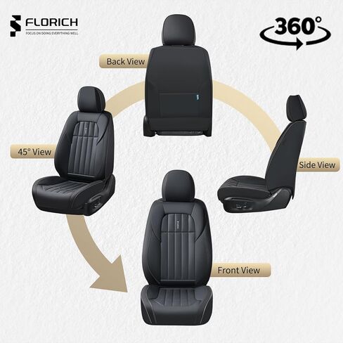 FLORICH Front Car Seat Covers, Leather Seat Covers for Cars, Waterproof Car Seat Protectors 2 Pack, Front Seat Covers for Cars, Automotive Seat Covers Protector Fit for Most Cars SUV Truck - Black in Saudi Arabia