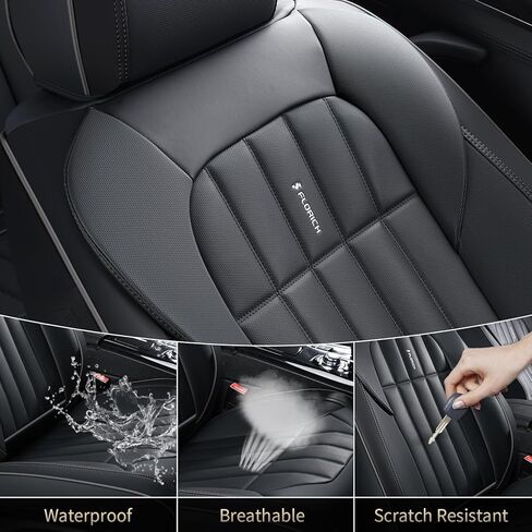 FLORICH Front Car Seat Covers, Leather Seat Covers for Cars, Waterproof Car Seat Protectors 2 Pack, Front Seat Covers for Cars, Automotive Seat Covers Protector Fit for Most Cars SUV Truck - Black in Saudi Arabia
