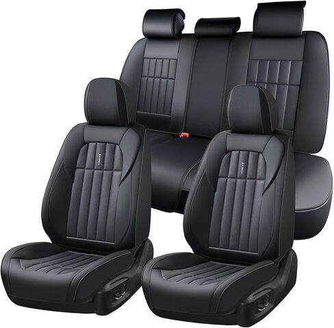 FLORICH Front Car Seat Covers, Leather Seat Covers for Cars, Waterproof Car Seat Protectors 2 Pack, Front Seat Covers for Cars, Automotive Seat Covers Protector Fit for Most Cars SUV Truck - Black in Saudi Arabia