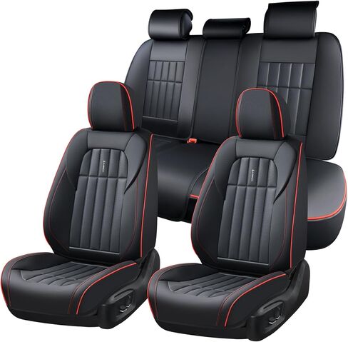 FLORICH Front Car Seat Covers, Leather Seat Covers for Cars, Waterproof Car Seat Protectors 2 Pack, Front Seat Covers for Cars, Automotive Seat Covers Protector Fit for Most Cars SUV Truck - Black in Saudi Arabia