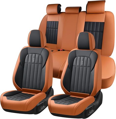 FLORICH Front Car Seat Covers, Leather Seat Covers for Cars, Waterproof Car Seat Protectors 2 Pack, Front Seat Covers for Cars, Automotive Seat Covers Protector Fit for Most Cars SUV Truck - Black in Saudi Arabia