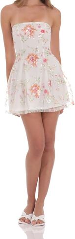 Women's Sequin Mini Dress Strapless Backless Tube Dress Floral Embroidery Summer Cocktail Party Streetwear Dress in Saudi Arabia