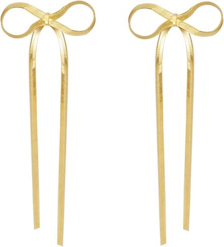 أقراط BAYLAY على شكل فيونكة للنساء، أقراط متدلية على شكل فيونكة مطلية بالذهب عيار 18 قيراط متدلية أقراط ذهبية للنساء عصرية لحفلات الزفاف وحفلات التخرج Aretes para Mujer هدايا مجوهرات ذهبية للمرأة in Kuwait