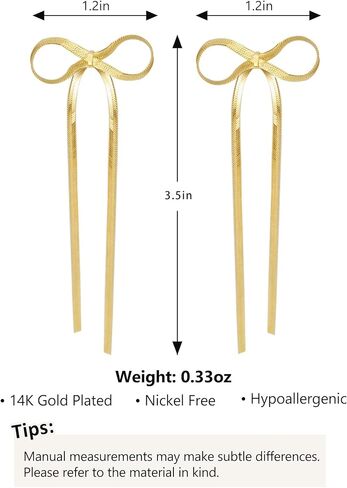 أقراط BAYLAY على شكل فيونكة للنساء، أقراط متدلية على شكل فيونكة مطلية بالذهب عيار 18 قيراط متدلية أقراط ذهبية للنساء عصرية لحفلات الزفاف وحفلات التخرج Aretes para Mujer هدايا مجوهرات ذهبية للمرأة in Kuwait