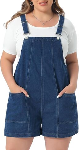 Agnes Orinda Plus Size Denim Overall Shorts for Women Adjustable Straps with Pocket Jumpsuit Jean Overalls Shorts in Saudi Arabia