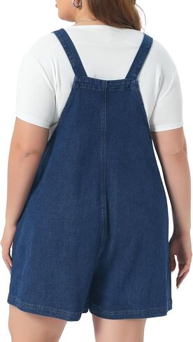 Agnes Orinda Plus Size Denim Overall Shorts for Women Adjustable Straps with Pocket Jumpsuit Jean Overalls Shorts in Saudi Arabia