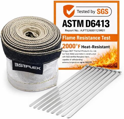Wire Heat Shield Sleeve Aluminized Heat Shroud Heat Sleeving Fuel Line 2" I.D. X 3Ft with 10 Pcs Stainless Steel Cable Metal Zip Ties in Saudi Arabia