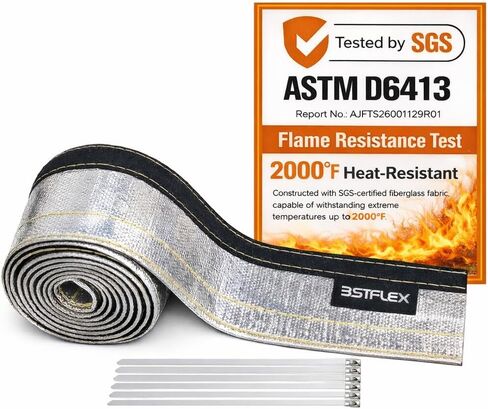 Wire Heat Shield Sleeve Aluminized Heat Shroud Heat Sleeving Fuel Line 2" I.D. X 3Ft with 10 Pcs Stainless Steel Cable Metal Zip Ties in Saudi Arabia