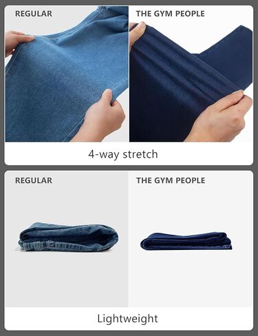 سراويل جينز نسائية واسعة الساق من THE GYM PEOPLE قابلة للتمدد وفضفاضة وعصرية من قماش الدنيم المستقيم مع جيوب in Saudi Arabia