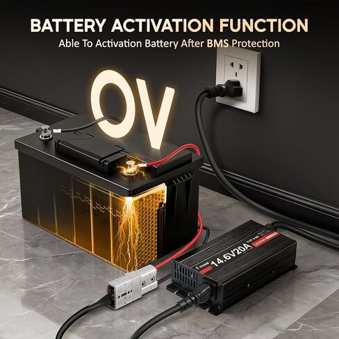 12V 20A Lithium Battery Charger 14.6V LiFePO4 Battery Charger with Anderson Connector for Deep Cycle Rechargeable Batteries of RV, Boat, Off-Grid Solar Systems in Kuwait