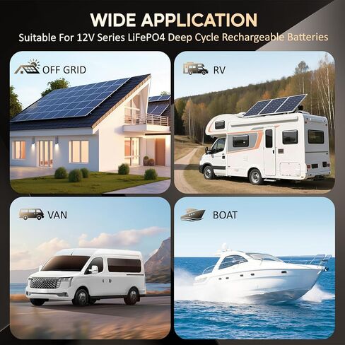 12V 20A Lithium Battery Charger 14.6V LiFePO4 Battery Charger with Anderson Connector for Deep Cycle Rechargeable Batteries of RV, Boat, Off-Grid Solar Systems in Kuwait