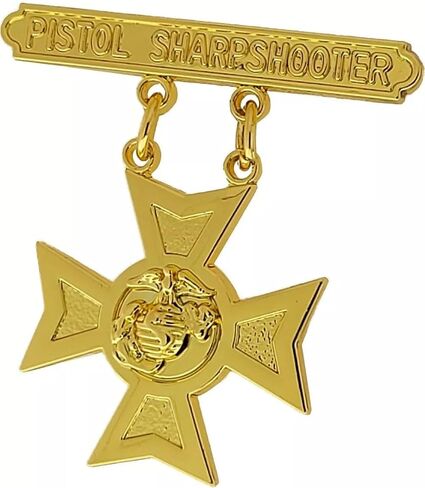Marine Corps Qualification Badge -Gold Plated Pistol Sharpshooter Pin in Saudi Arabia