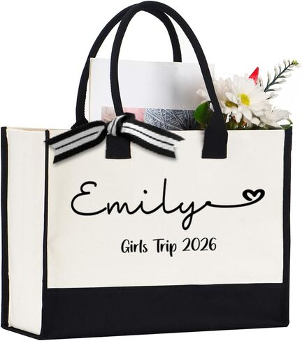 Personalization Girls Trip Tote Bag, Girls Trip Gift bags, Vacation Favors, Gifts Tote Bag for Women's Weekend & Beach Trips in Saudi Arabia