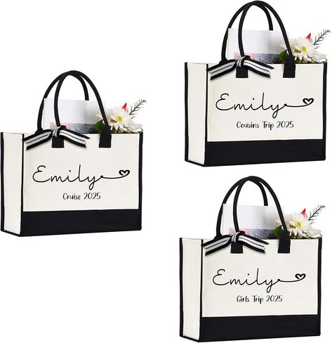 Personalization Girls Trip Tote Bag, Girls Trip Gift bags, Vacation Favors, Gifts Tote Bag for Women's Weekend & Beach Trips in Saudi Arabia