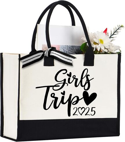 Personalization Girls Trip Tote Bag, Girls Trip Gift bags, Vacation Favors, Gifts Tote Bag for Women's Weekend & Beach Trips in Saudi Arabia