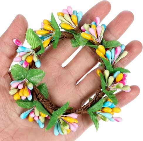 2pcs Spring Candle Rings Wreaths 2.5 Inch Center Mini Wreath for Easter Candle Ring Home Festival Decor Fake Berry Garland Hanging Door Ornament in Saudi Arabia