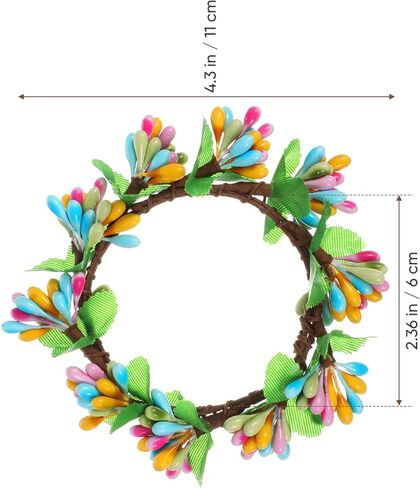 2pcs Spring Candle Rings Wreaths 2.5 Inch Center Mini Wreath for Easter Candle Ring Home Festival Decor Fake Berry Garland Hanging Door Ornament in Saudi Arabia