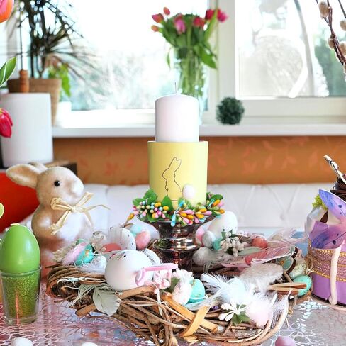 2pcs Spring Candle Rings Wreaths 2.5 Inch Center Mini Wreath for Easter Candle Ring Home Festival Decor Fake Berry Garland Hanging Door Ornament in Saudi Arabia